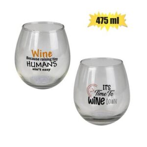 Tumbler glass wine stemless printd 475ml