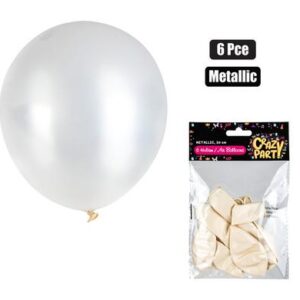 Balloons helium 6pc metallic white f-01