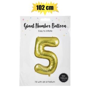 Balloon helium foil gold 5 102cm f-04