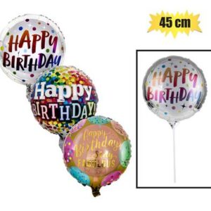 Balloon w/stick air bday asstd 45cm