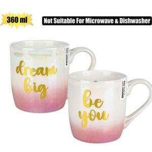 Mug daily gold print w/pearl 360ml ast