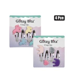 Hair clip 4pc heart & crowns snap-on