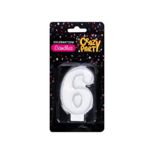 Candle birthday single number-6 silver