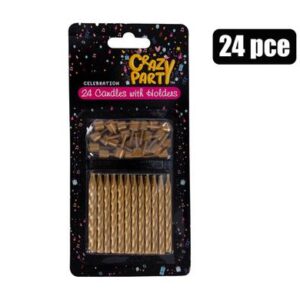Candle birthday 24 candles+holders gld