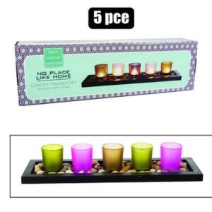 Candle-holder-set 5pce w/tray