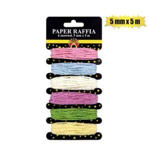 Paffia paper twine 6 asstd colors 5mmx5m