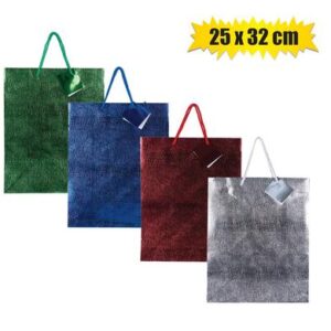 Gift-bag metallic paper lrg 25x32cm emb