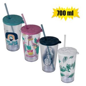 Tumbler w/straw bubble 700ml