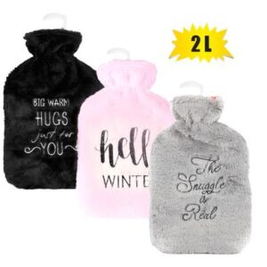 Hotwater bottle w/fur cover words 2l