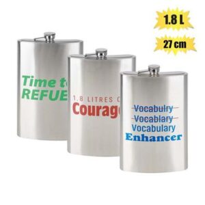 Hip flask s/s w/words 27cm 1.8l