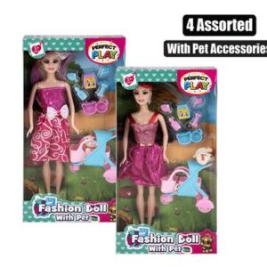Fashion doll with pet asstd 29cm