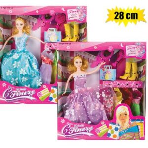 Doll med 28cm princess w/4 dresses+acc