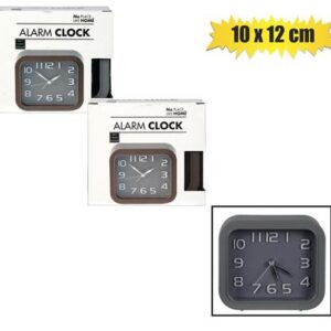 Clock alarm pl square 10x12cm asstd