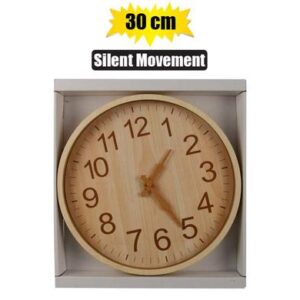 Clock wall pl round wood-look 30cm