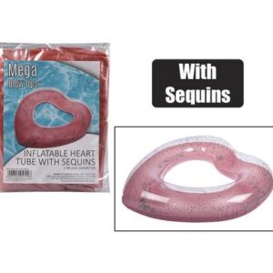 Inflatable heart tube sequins 90cm astd