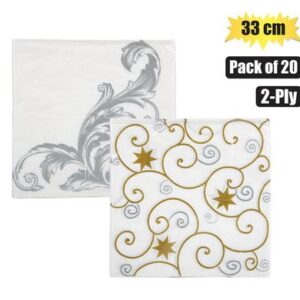 Serviettes 2ply 33cm 20pc fancy pattern